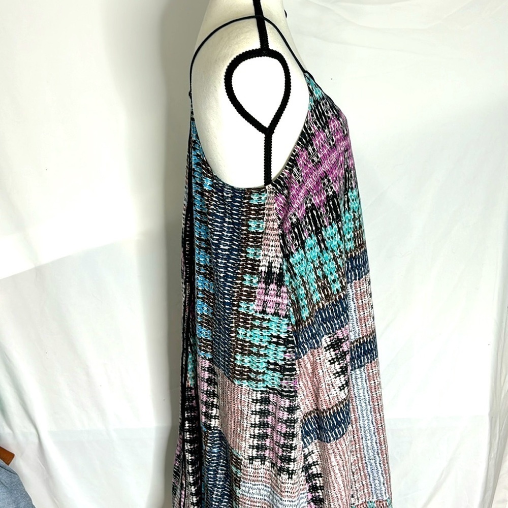 ANTHROPOLOGIE AKEMI + KIN Navy Blue Purple Handkerchief Tank Tie Midi Dress - Picture 4 of 7